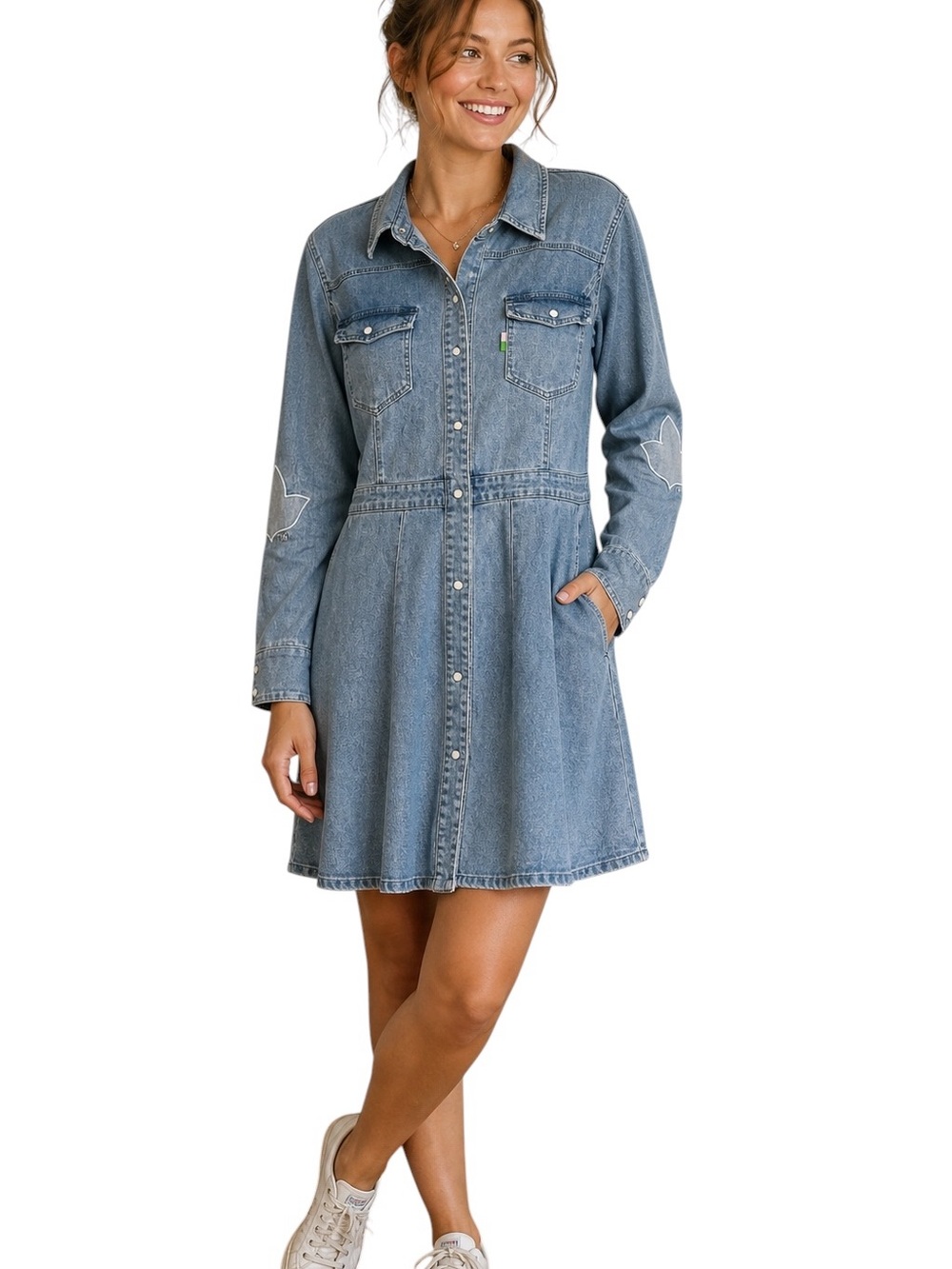 Ivy Storehouse Denim Shirt Dress XL Cottagecore Western Snap Front